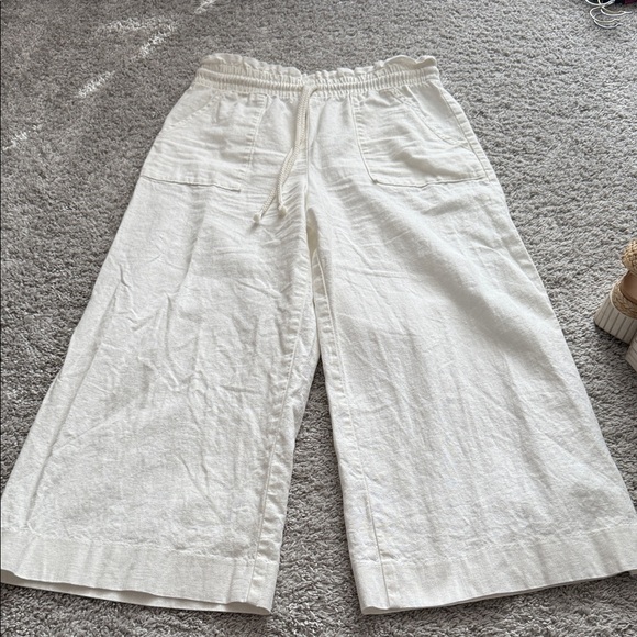 White Linen Wide-Leg Pants banana republic paper bag M - Picture 1 of 1